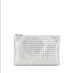 Bottega Venetia Intrecciato Metallic Leather Pouch